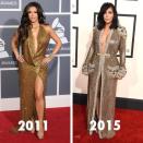 <p>To the untrained eye, the BK and AK (After Kanye) Grammy outfits probably look quite similar: gold sequined dress, plunging neckline, and a fair amount of leg on show. But the outfits are worlds apart in the style stakes. </p><p>While 2011’s slash dress wouldn’t look out of place in a Vegas show, this year’s Jean Paul Gaultier Couture bronze gown was high fashion through and through. Kim also showed of her new shorter, sexier hairdo, which only looks better when compared with 2011’s excess of extensions. <i>(Photo: Getty Images)</i></p>