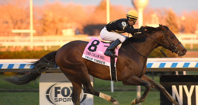 Jockey Kendrick Carmouche and True Timber won the Grade 1 Cigar Mile on Dec. 5 at Aqueduct. It was the first Grade 1 victory of Carmouche's career.