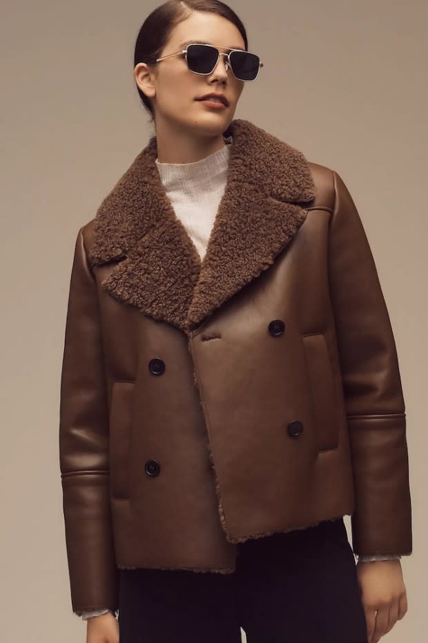 <p>Anthropologie</p><p>Leather and shearling (faux or otherwise) are an iconic duo — particularly when they come together to create one of the best women's jackets of the season. The Bernardo Faux Shearling Coat somehow manages to straddle the line between statement coat and versatile go-to, so you can bet this mid-weight jacket will be put to good use this fall.</p>