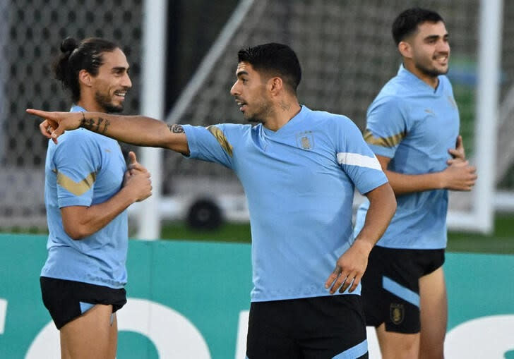 Foto del jueves del delantero de Uruguay Luis Suarez durante la práctica del equipo