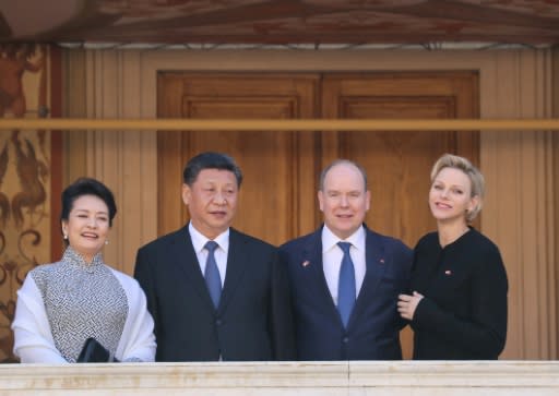 Prior to the dinner meeting with Macron, Xi went to the nearby principality of Monaco, where he was received by Prince Albert II and his wife Princess Charlene