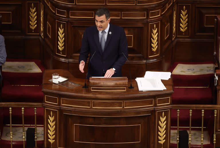 El presidente del gobierno, Pedro Sánchez, interviene durante la primera jornada de la 26 edición del Debate sobre el Estado de la Nación, en el Congreso de los Diputados. EUROPA PRESS/E. Parra. POOL