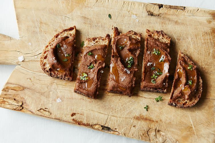 Black Garlic White Bean Hummus by Camilla Maybee