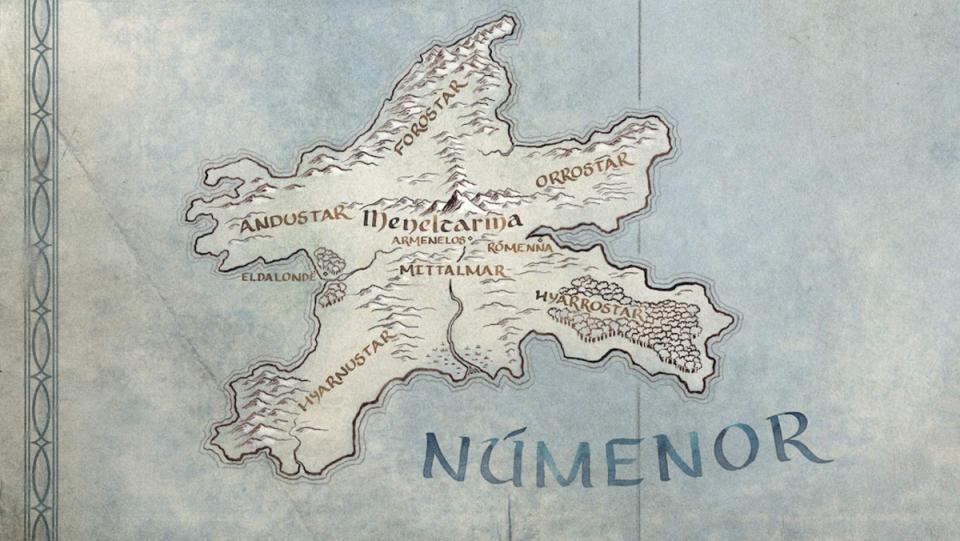 A map of the island Númenor from Amazon's upcoming Lord of the Rings TV series.