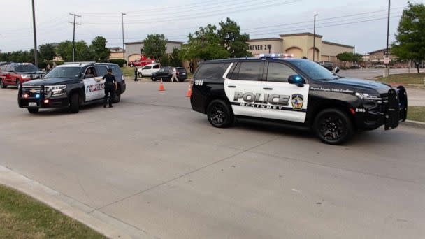 PHOTO: In this May 6, 2023, file photo, police are on the scene of a shooting at Allen Premium Outlets in Allen, Texas. (Tian Dan/Xinhua via Newscom, FILE)