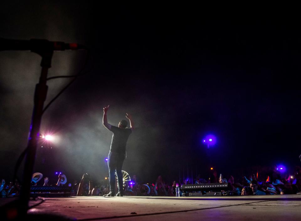 Luke Bryan performs his headlining set on the Mane stage at Stagecoach at the Empire Polo Club in Indio, Calif., Friday, April 28, 2023. 