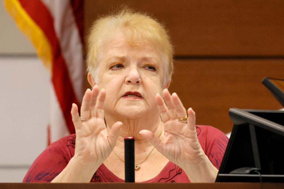 Lynn Rodriguez testifies during the penalty phase of the trial of Marjory Stoneman Douglas High School shooter Nikolas Cruz at the Broward County Courthouse in Fort Lauderdale on Monday, August 29, 2022. Rodriguez was Cruz’s third and fourth grade teacher. Cruz previously plead guilty to all 17 counts of premeditated murder and 17 counts of attempted murder in the 2018 shootings.