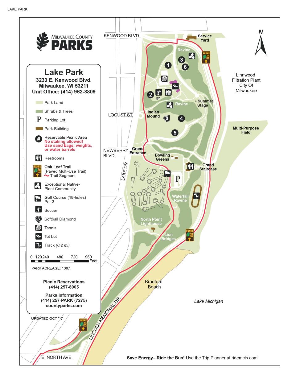 Lake Park, a 138-acre greenspace, is located in northeastern Milwaukee on a bluff overlooking Lake Michigan.