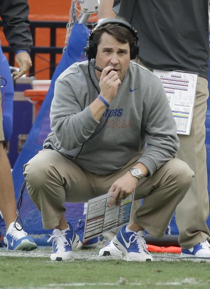 Will Muschamp watches from the sideline during Florida's loss to South Carolina. (AP)