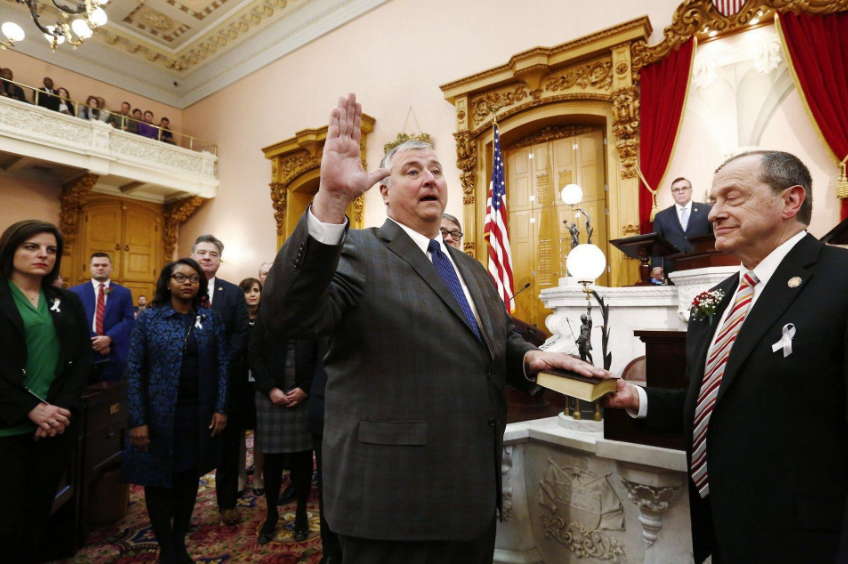 Rep. Larry Householder takes the oath of office after being elected as the new Speaker of the Ohio House in January 2019.