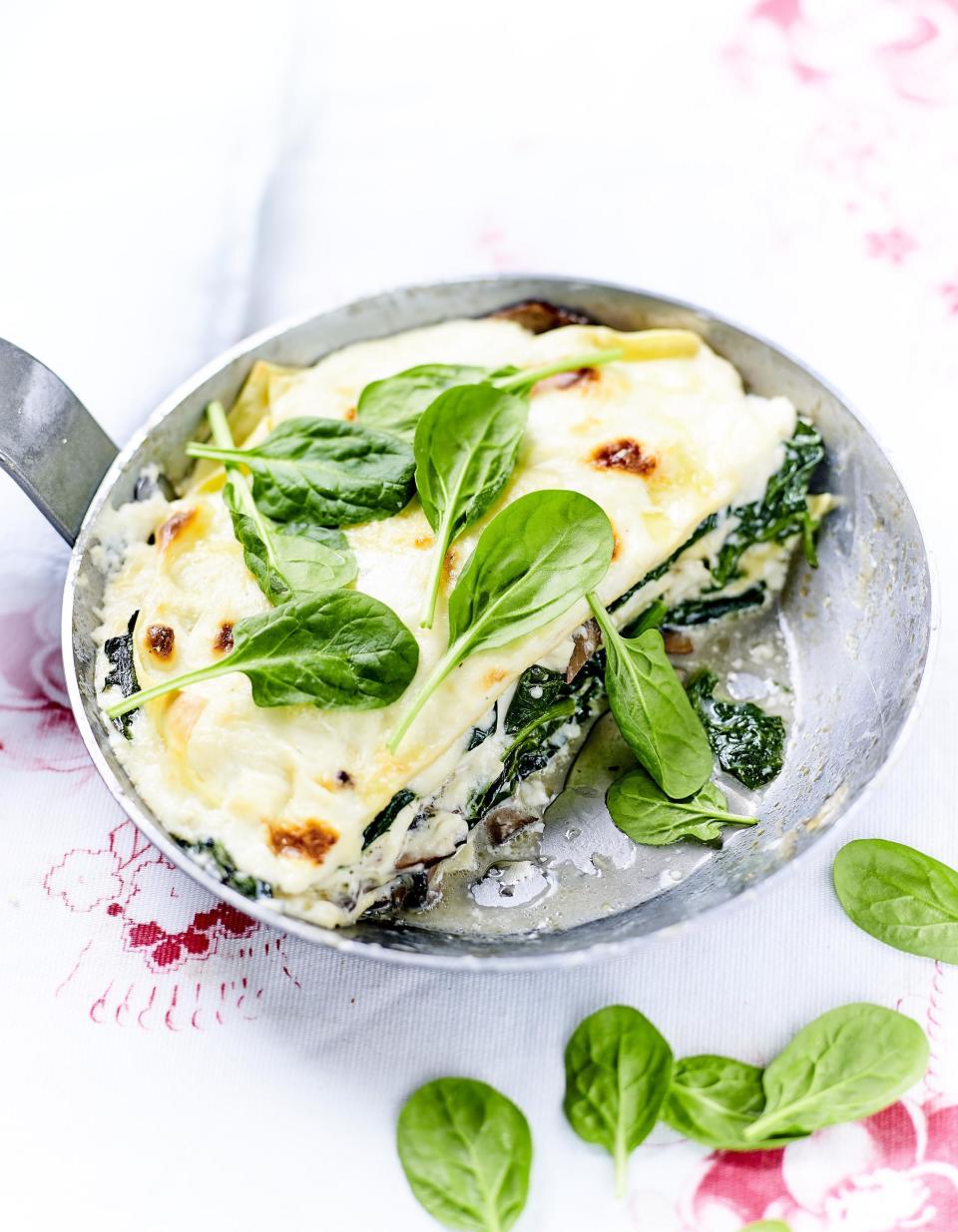 Lasagnes aux épinards et champignons