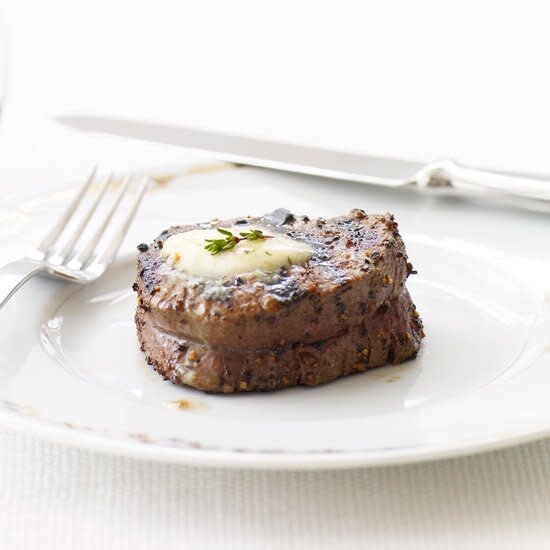 Peppered Beef Tenderloin with Roasted Garlic-Herb Butter