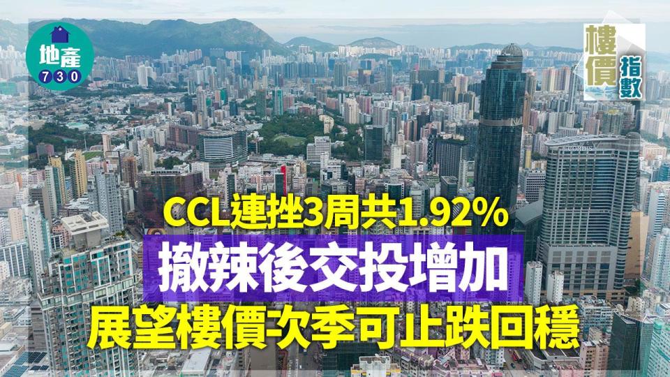 CCL連挫3周共1.92% 撤辣後交投增加 展望樓價次季可止跌回穩｜樓價指數