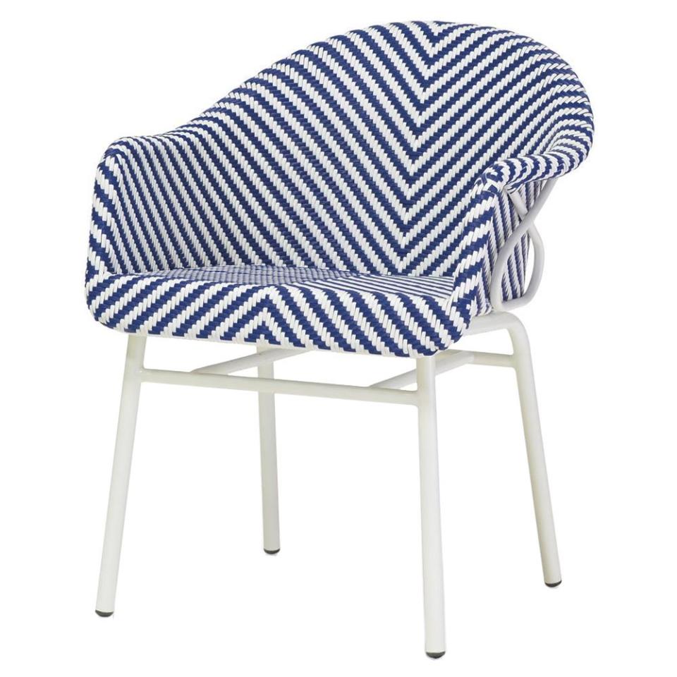 Lily Coastal Beach Blue White Woven Occasional Chair