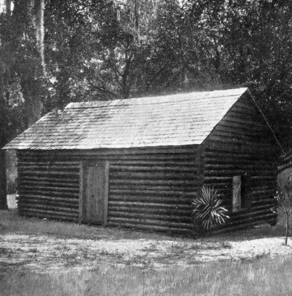 The third session of the Territorial Council was convened in the first Capitol in November 1824. Replica built on the Capitol grounds, by boy scouts in celebration of Florida's centennial, 1924.