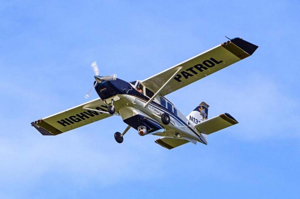 2017 file photo: The California Highway Patrol’s Central Division Air Operations unit uses its newest plane, Air-43, which is a GippsAero GA8 Airvan equipped with the same used by the military on their predator drones. The camera is ideal for assisting with crimes in progress like searching for suspects on foot and in cars. It has a mapping system that identifies street names integrated over the image, can zoom in on suspect or his vehicle from 6,000 feet in the air and three miles away and uses thermal imaging to detect heat sources.