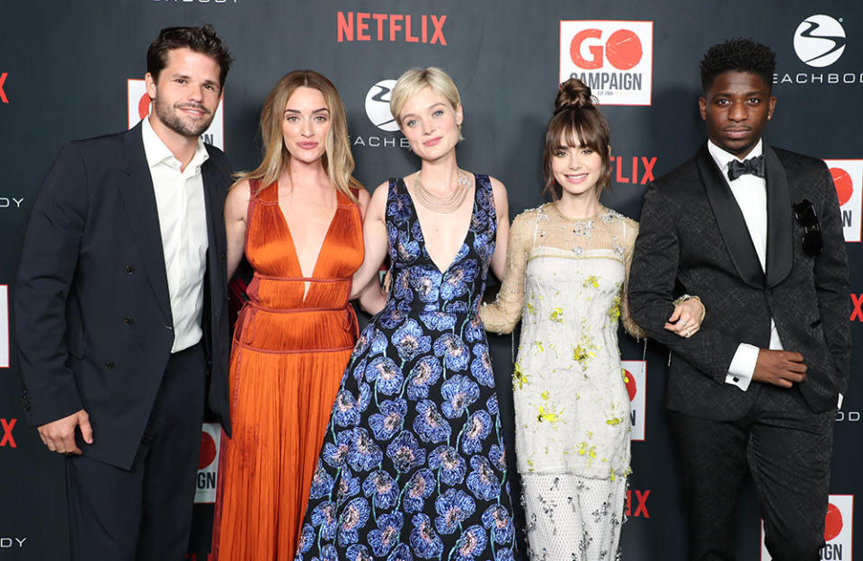 Max Carver, Brianne Howey, Bella Heathcote, Lily Collins and Samuel Arnold