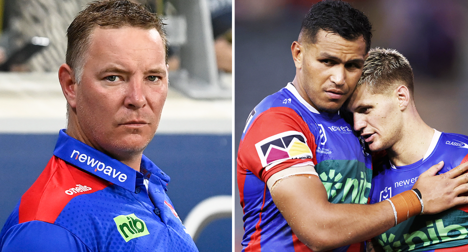 Pictured left Adam O'Brien and right Daniel Saifiti and Kalyn Ponga