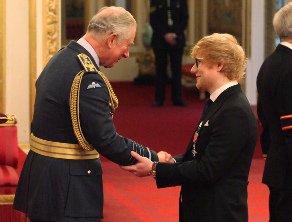 Ed smiled as the Prince of Wales gave him the award. Copyright: [PA]