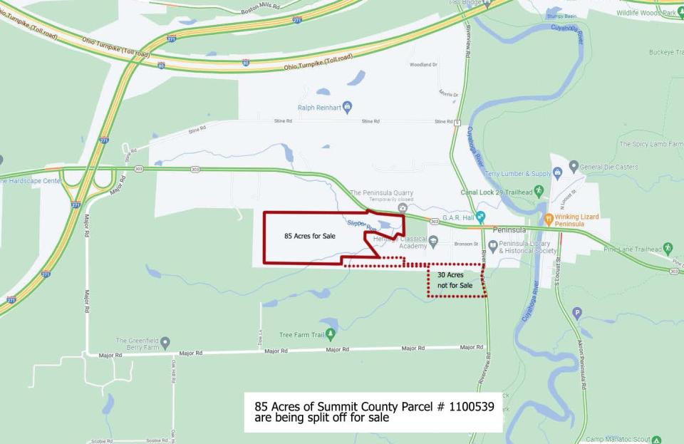 George and Carol Haramis, the owners of Heritage Farms, are selling 85 acres of their 115-acre property. The remaining 30 acres will allow operations to continue as normal at the Christmas tree farm.