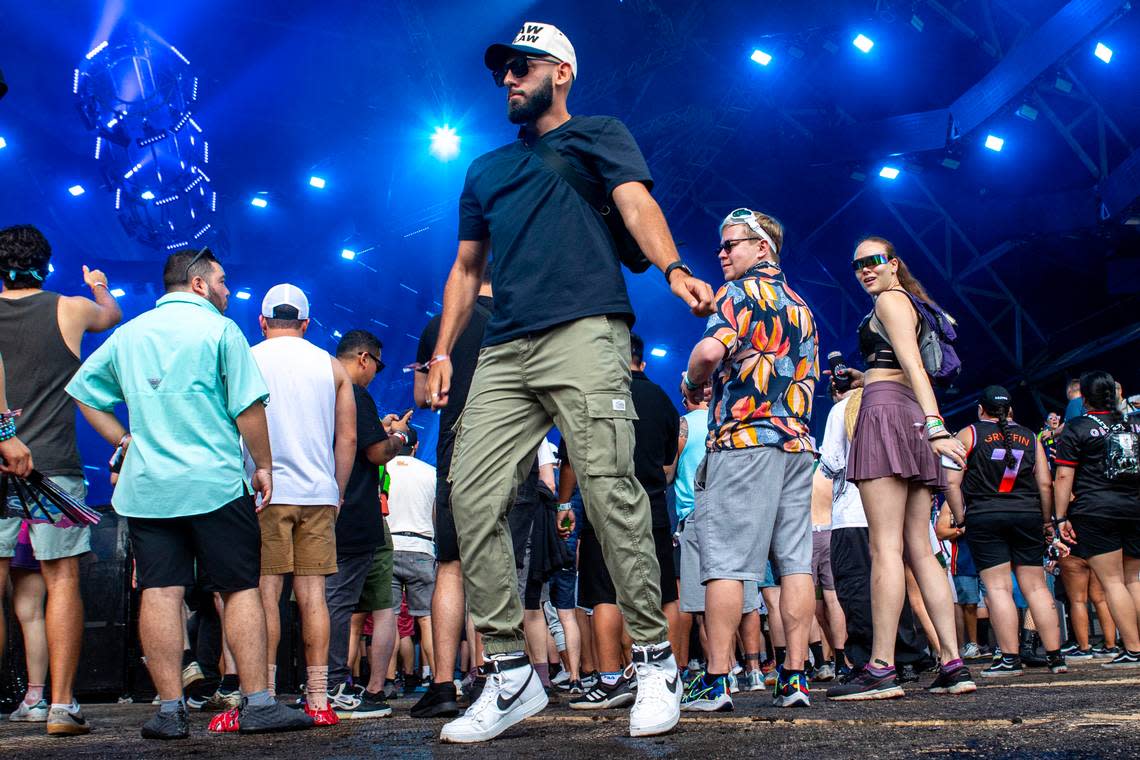 A festival goer dances to the music during Day 2 of Ultra 2024 at Bayfront Park in Downtown Miami on Saturday, March 23, 2024.