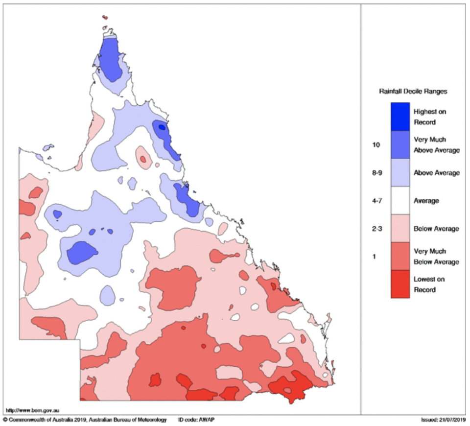 The Stanthorpe region has experienced drought for two years. Source: Bureau of Meteorology