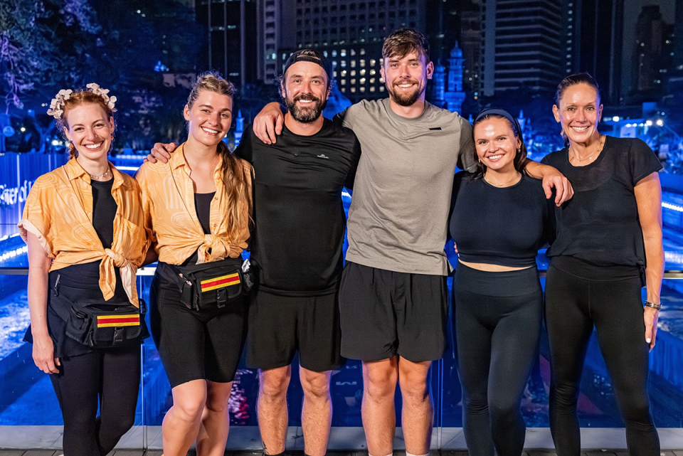 The Amazing Race Australia's Emma and Hayley Watkins, Darren McMullen and Tristan Dougan, and Alli and Angie Simpson.