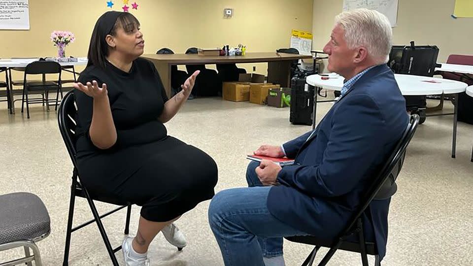 King speaks to BLOC executive director Angela Lang at the group's headquarters in Milwaukee in October. - CNN