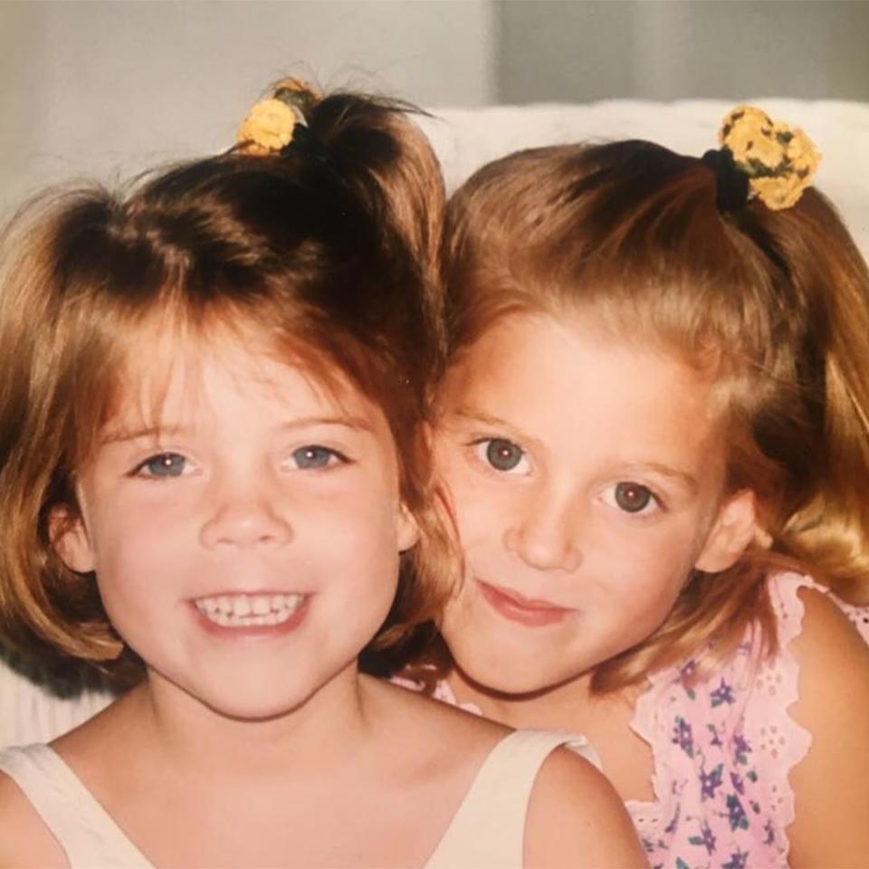 Ready for their closeup! "#tbt to cheeky smiles and scrunchies with my sister," Eugenie captioned this <a href="https://www.instagram.com/p/BrVx9fxFUDA/" rel="nofollow noopener" target="_blank" data-ylk="slk:snap with Beatrice;elm:context_link;itc:0;sec:content-canvas" class="link ">snap with Beatrice</a>.