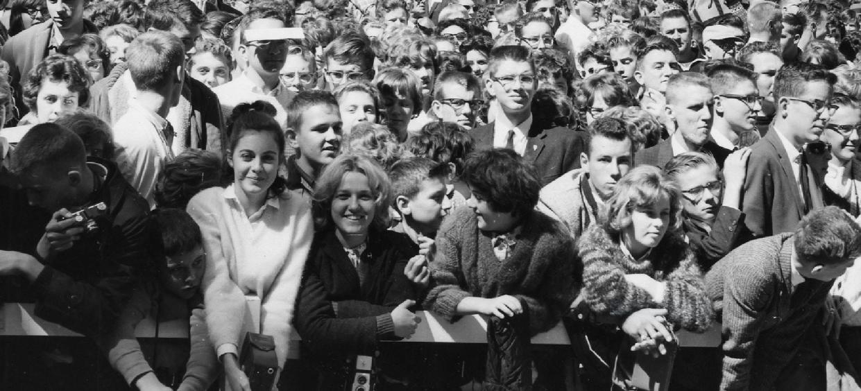 This is part of the crowed numbering an estimated 5,000 or more people who were eagerly awaiting the arrival of President John F. Kennedy at Grey Towers National Historic Site in Milford, on Sept. 24, 1963.