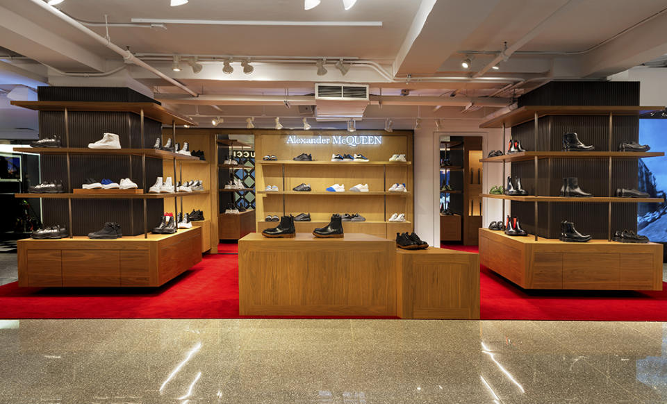 The Alexander McQueen men’s footwear shop at Bloomingdale’s 59th Street. - Credit: Matthew Carasella for Bloomingdale's