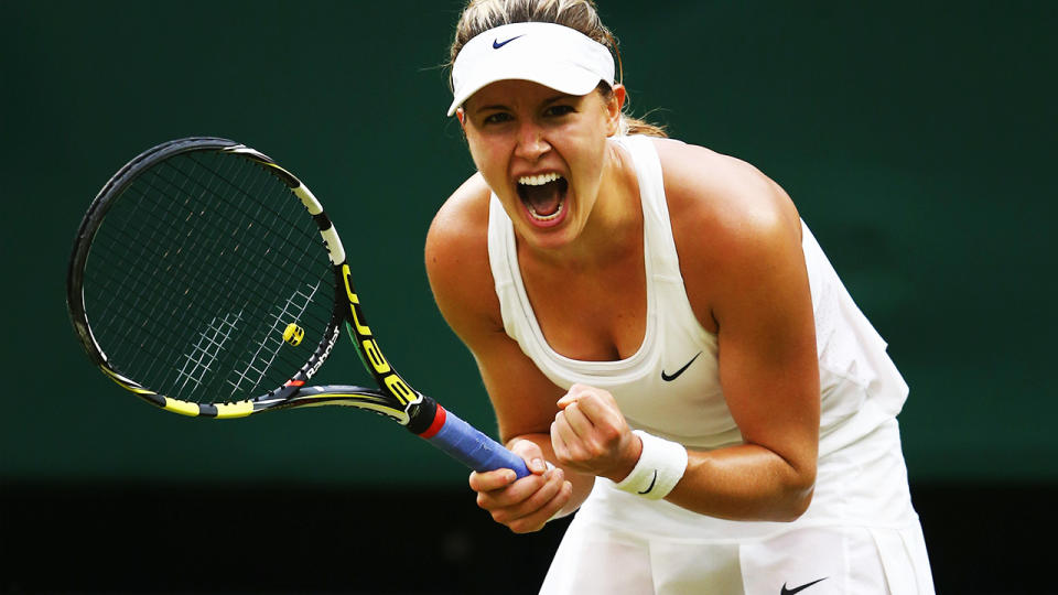 Eugenie Bouchard, pictured here in action at Wimbledon in 2014. 