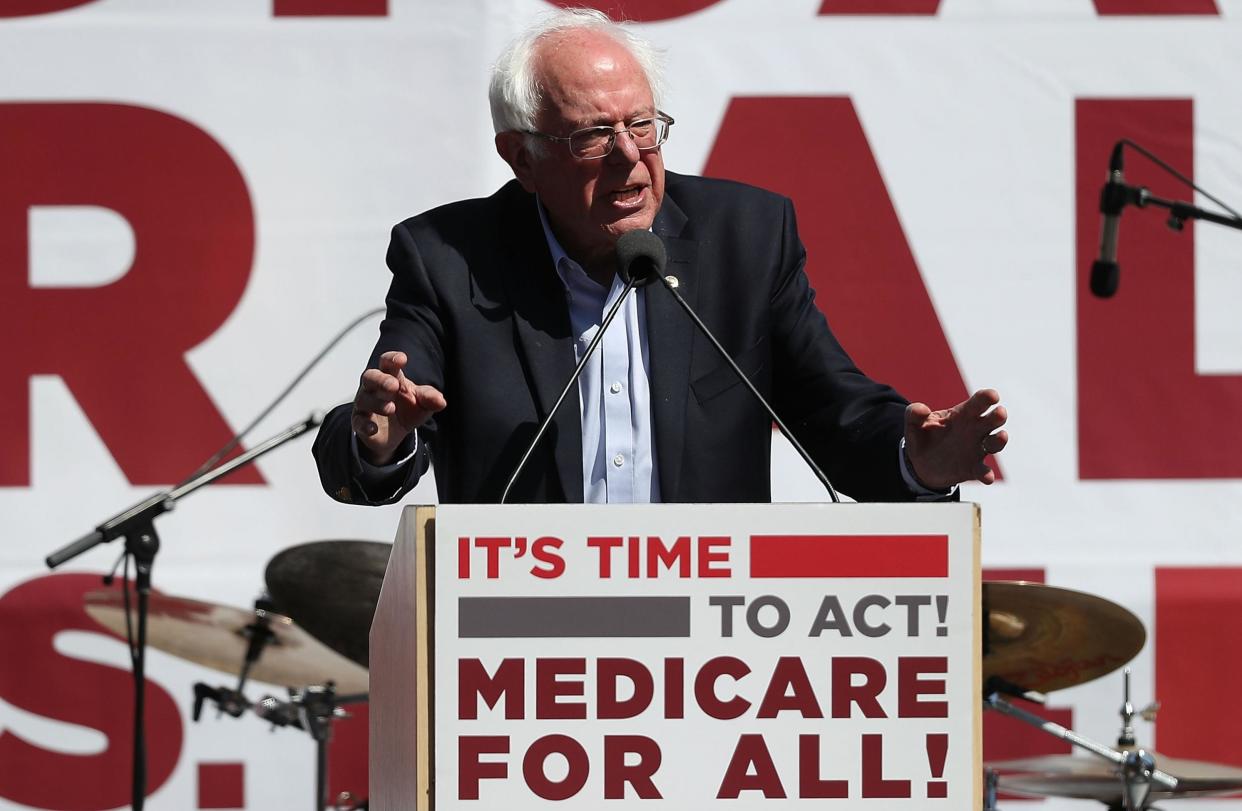 Bernie Sanders trumpeted his universal healthcare plan as an alternative to a faltering Republican bill in San Francisco, California on September 22, 2017: Justin Sullivan/Getty Images