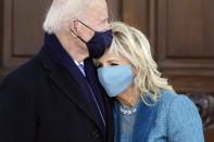 <p>Joe and Jill Biden first met through a blind date set up by the president's brother in March 1975. He was nine years her senior, which she told her mother made him more of a "gentleman". She would turn his marriage proposals down five times, out of caution and love towards his two sons from his previous marriage. Two years later the couple got married. She took a career break from teaching to help raise the boys, and in 1981 she gave birth to their daughter, Ashley. </p><p>They have remained at one another's sides ever since though tragedy (their son Beau died of cancer, aged just 45) and grave sickness (Joe Biden had two aneurysms in the late '80s). Today, the couple remain as in love as ever and the now president regularly praises his wife for her strength and kindness. Throughout the inauguration, Joe and Jill looked to be perfect partners, holding hands, kissing and embracing. </p><p>Look at their sweetest inauguration moments below here.</p>