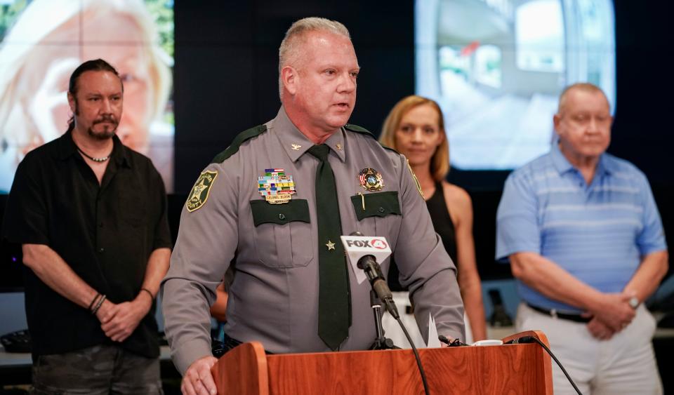 Col. Jim Bloom, undersheriff of the Collier County Sheriff’s Office, addresses the media during an update on Margaret Gallaway, who was found Sunday, six days after being declared missing. The family and sheriff thanks the community at a news conference at the Collier County Sheriff's Office in Naples on Monday, Oct. 23, 2023.