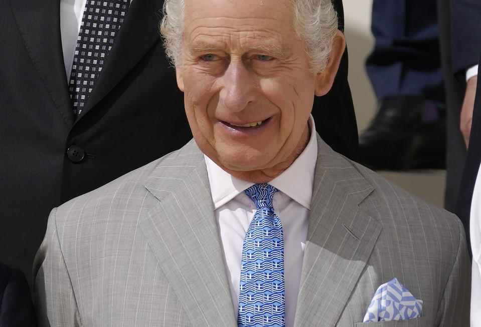 King Charles III attends a group photo at the COP28 U.N. Climate Summit, Friday, Dec. 1, 2023, in Dubai, United Arab Emirates. (AP Photo/Peter Dejong)