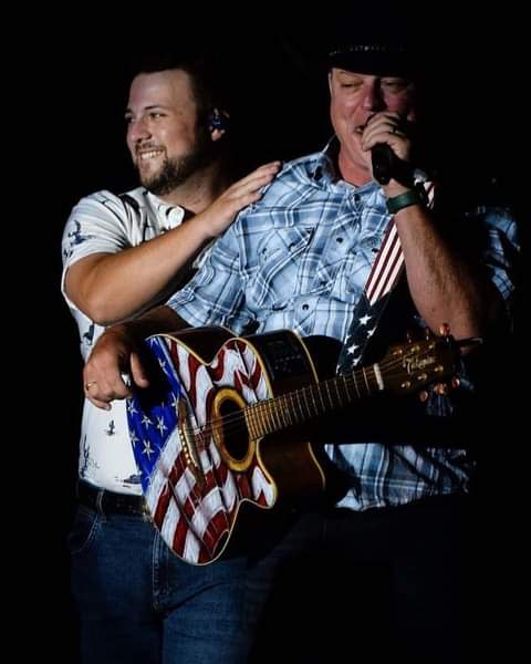 John Michael Montgomery, and his son, Walker, at the Kentucky State Fair on Aug. 24, 2022.