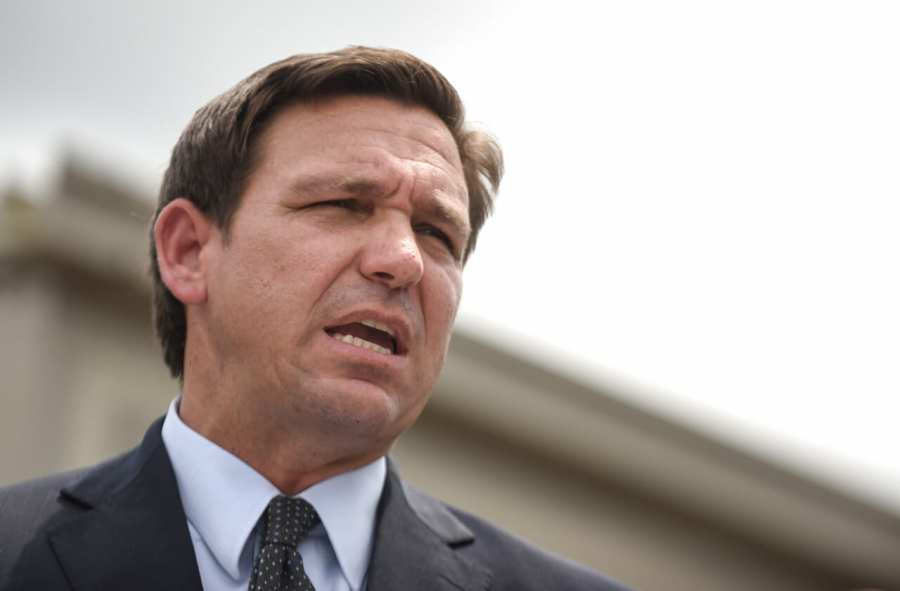 ORLANDO, FLORIDA, UNITED STATES – 2021/08/16: Florida Governor, Ron DeSantis holds a press conference to announce the opening of a monoclonal antibody treatment site to help COVID-19 patients recover at Camping World Stadium in Orlando. (Photo by Paul Hennessy/SOPA Images/LightRocket via Getty Images)