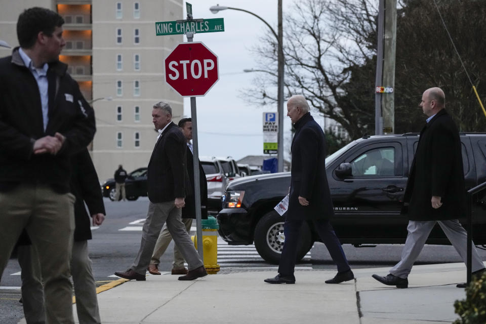 President Joe Biden walks from St. Edmund Roman Catholic Church after attending Mass in Rehoboth Beach, Del., Saturday, Jan. 21, 2023. (AP Photo/Carolyn Kaster)