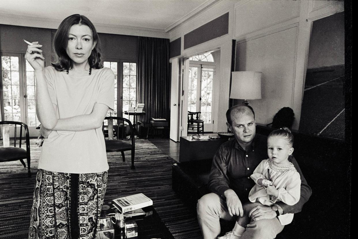 Writer Joan Didion, left, with her husband, John Gregory Dunne, and daughter, Quintana. Her life and work are the subject of Griffin Dunne’s new documentary <em>Joan Didion: The Center Will Not Hold. </em>(Photo: Netflix)