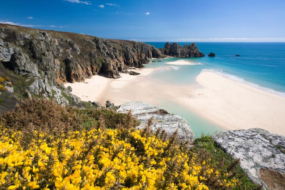 Porthcurno towards Logans Rock in Cornwall (Getty Images)