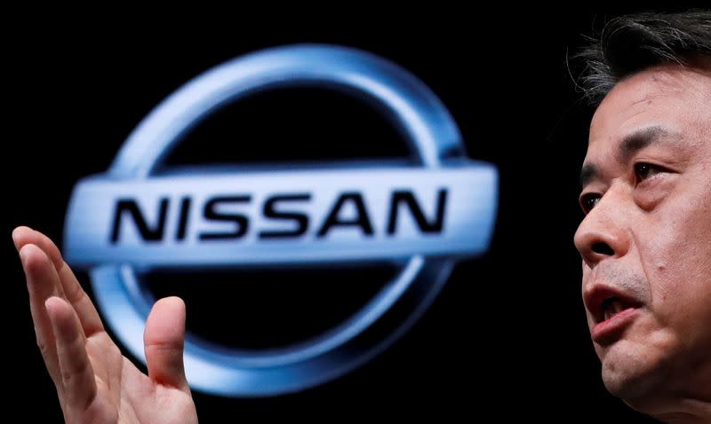 FILE PHOTO: Nissan Motor's CEO Makoto Uchida speaks at a news conference in Yokohama