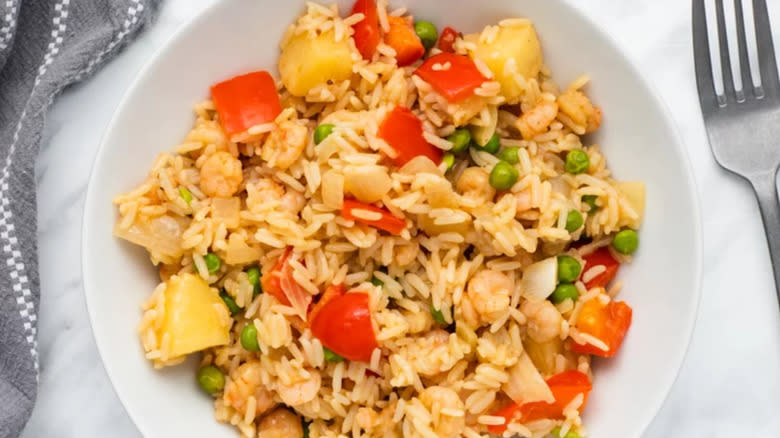 Pineapple shrimp veggie fried rice