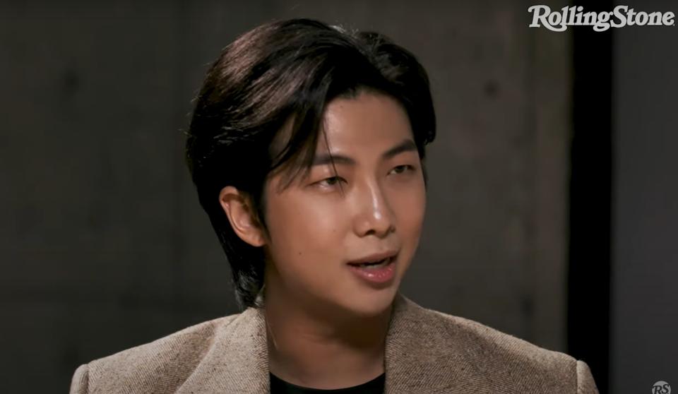 close up of RM speaking on Rolling Stone's Musicians on Musicians