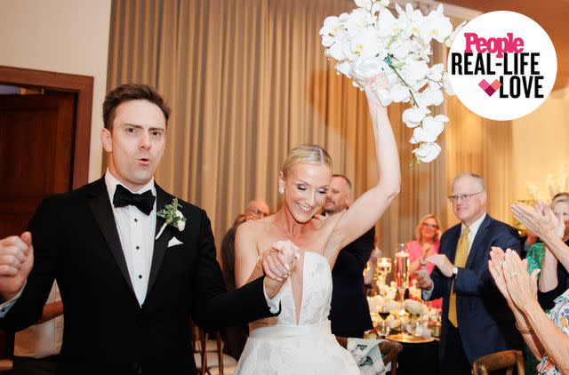 <p>Joy Lane, Studio This Is Photography </p> Alex Morton and Stacie Pawlicki at their wedding reception in Chicago