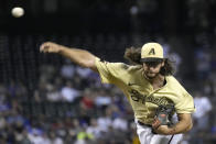 Arizona Diamondbacks pitcher Zac Gallen throws against the Los Angeles Dodgers in the first inning during a baseball game, Friday, July 30, 2021, in Phoenix. (AP Photo/Rick Scuteri)