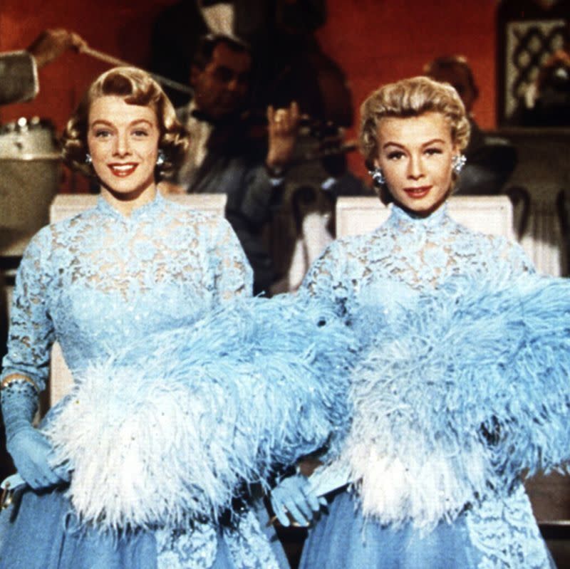 <p>Because Vera-Ellen was two inches shorter than Rosemary Clooney, wardrobe gave her <a href="https://www.imdb.com/title/tt0047673/trivia/?ref_=tt_trv_trv" rel="nofollow noopener" target="_blank" data-ylk="slk:higher heels to wear;elm:context_link;itc:0;sec:content-canvas" class="link ">higher heels to wear</a>. That way, the two women would appear to be similar heights during their performances.</p>