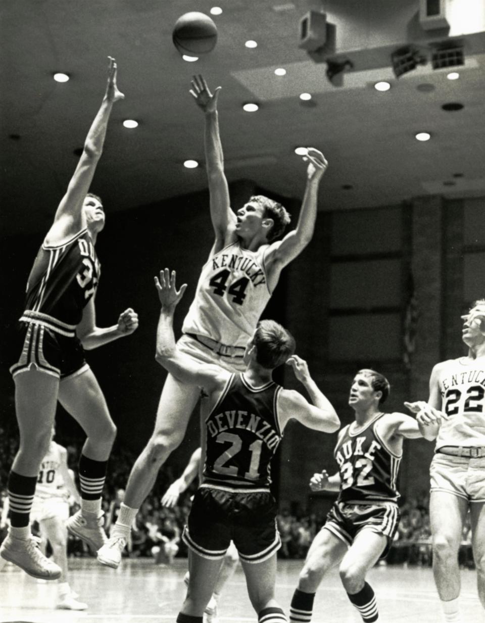 Kentucky's Dan Issel (44) averaged nearly 26 points per game during his three-year career.