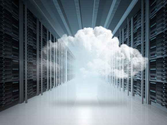 A cloud in a server room