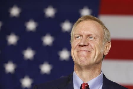 Republican Bruce Rauner smiles after winning the midterm elections in Chicago, Illinois, November 4, 2014. REUTERS/Jim Young